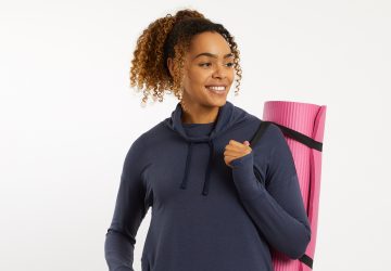 women wearing bamboo clothing with yoga mat