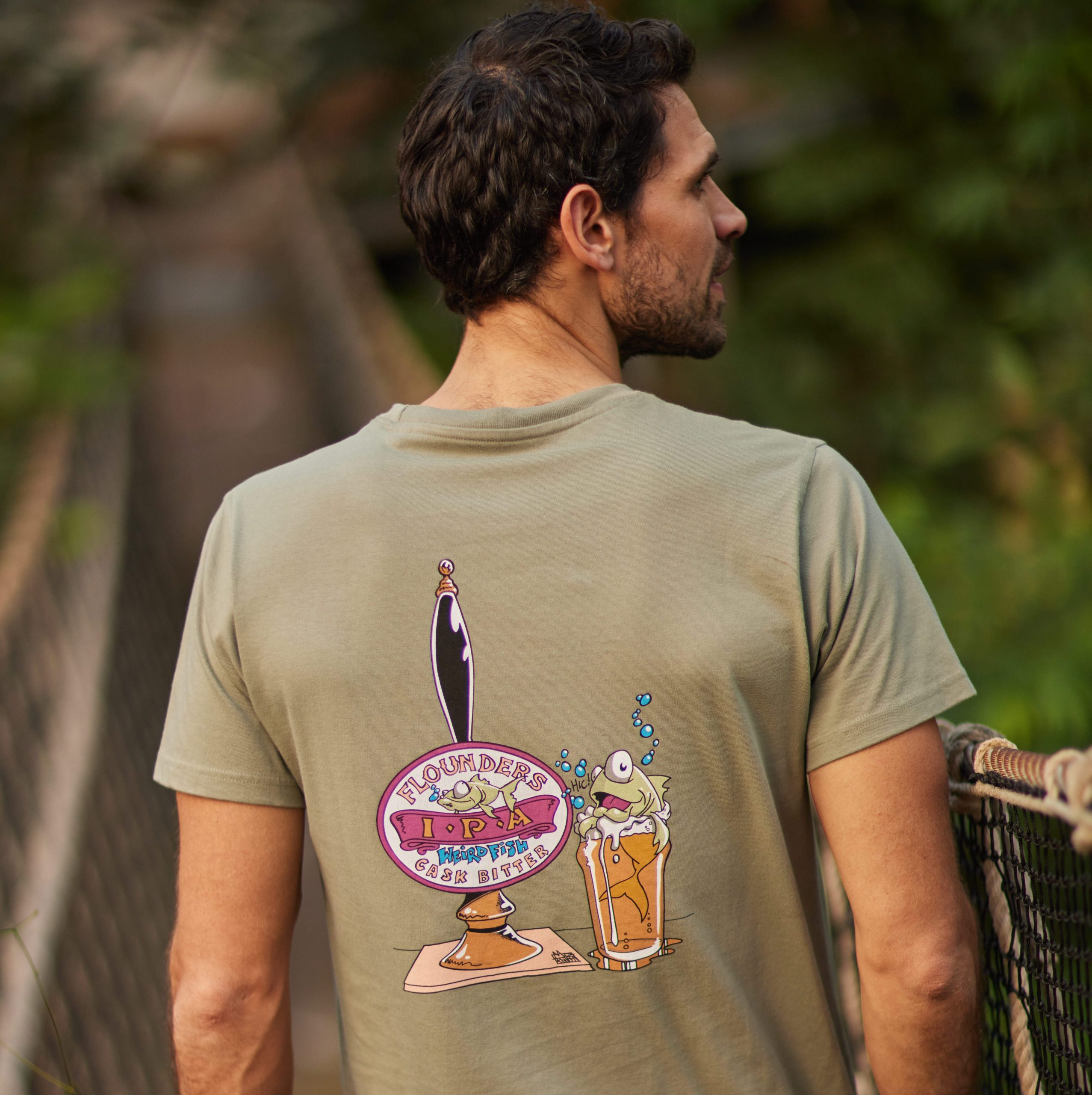 Man in green T-shirt