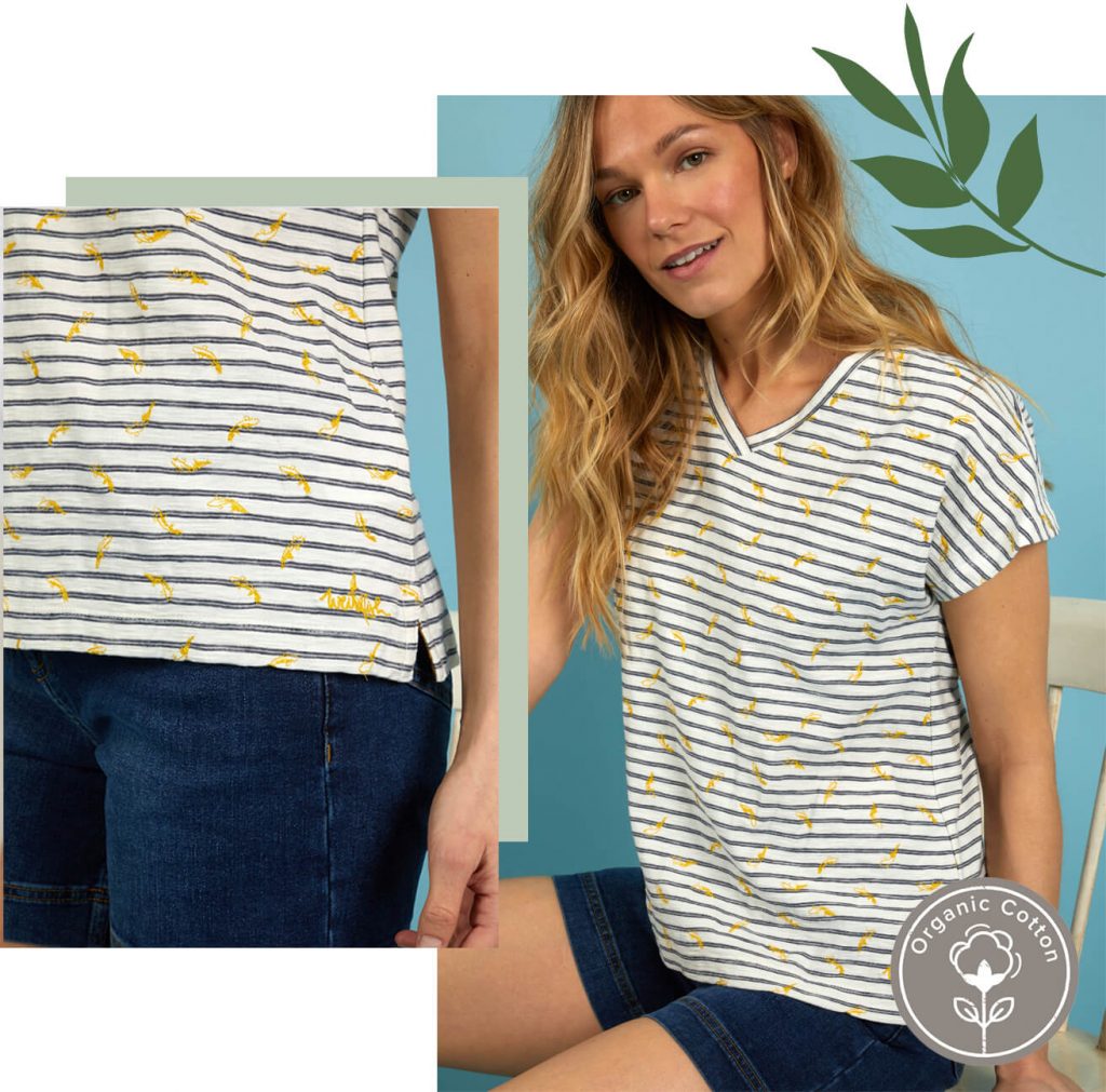 Women in Striped T-Shirt