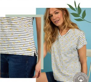 Women in Striped T-Shirt