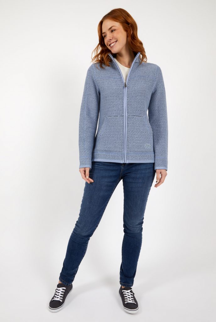 Women in lilac full zip hoodie