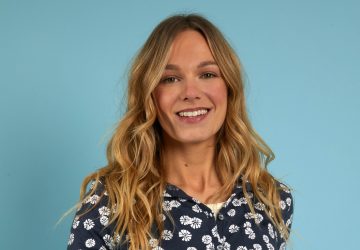 Women in printed shirt